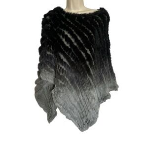 Love Token Black and Gray Rabbit Fur Wrap